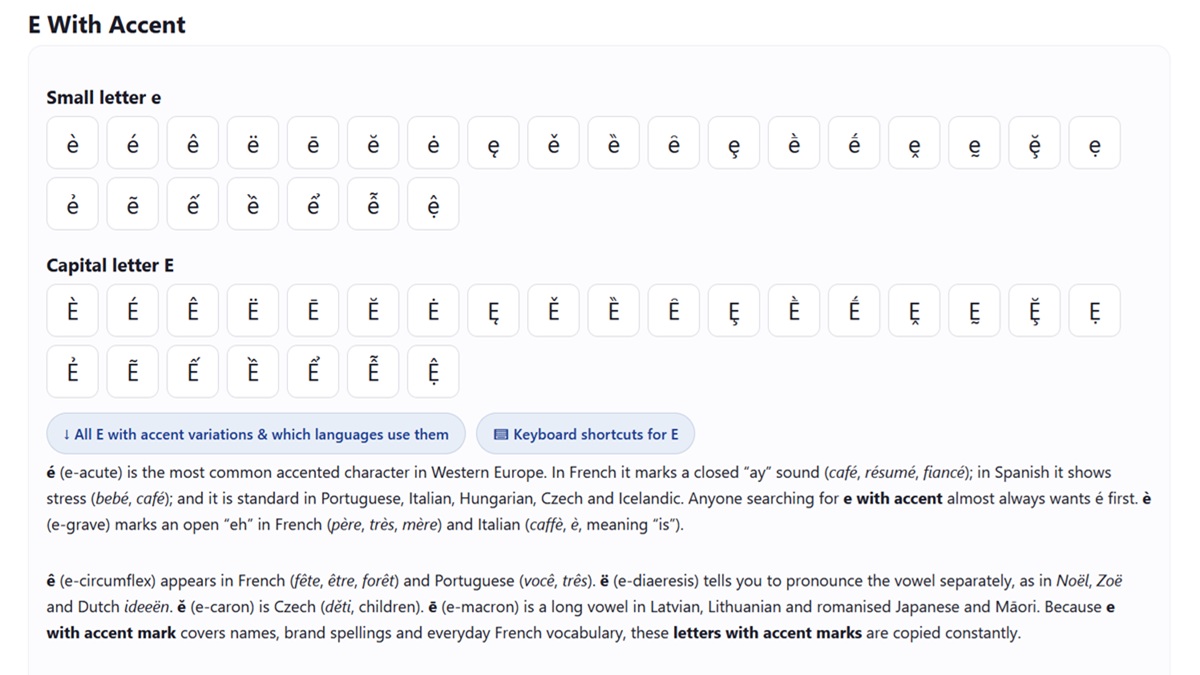 letters with accents - e with accent